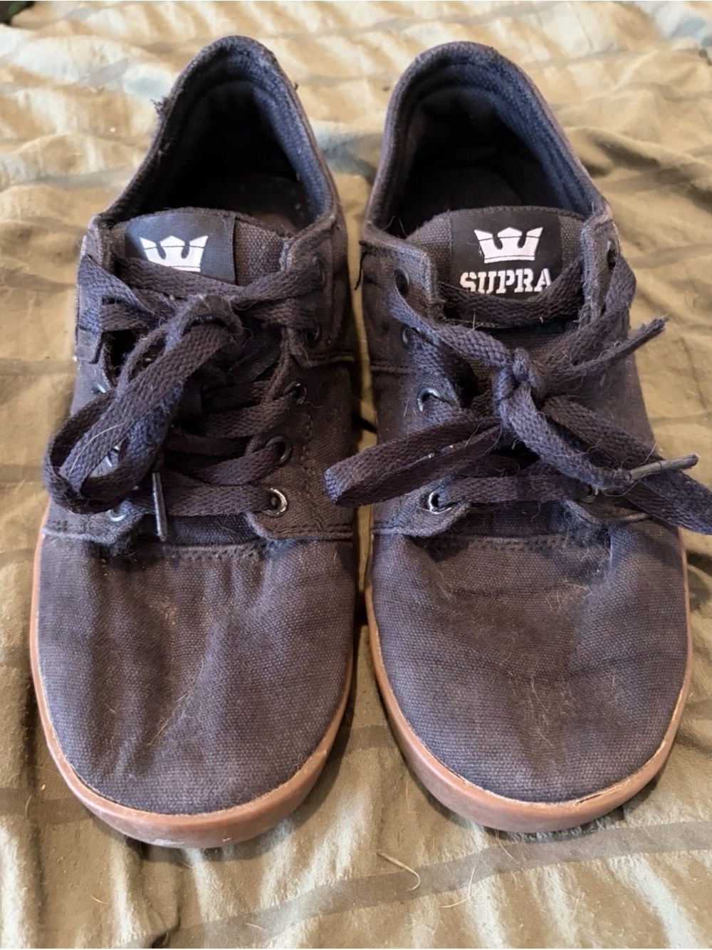 Supra Men's Black Canvas Low-Top Sneakers with Brown Sole
